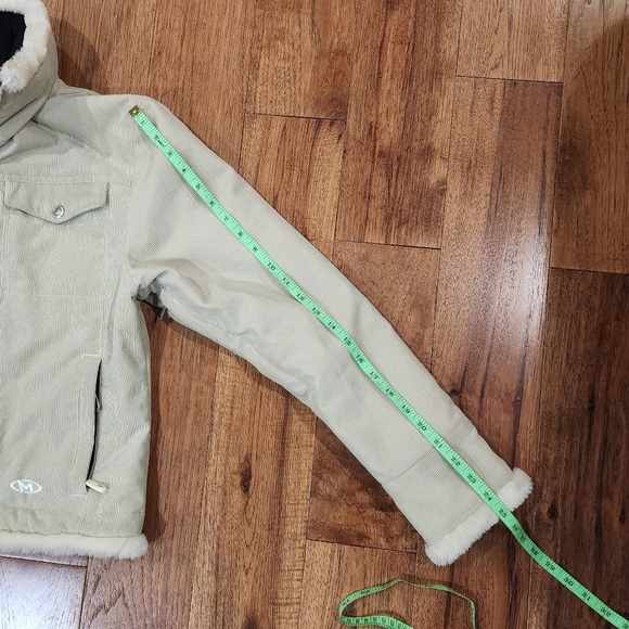 Marker Insulated Corduroy Ski Jacket w/ Hidden Hood and Faux Fur Trim in Cream.8 - Picture 14 of 14
